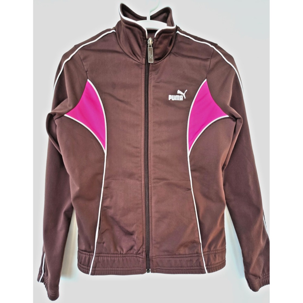 Vintage Puma Track Jacket Brown Pink White Striped Art No 812595